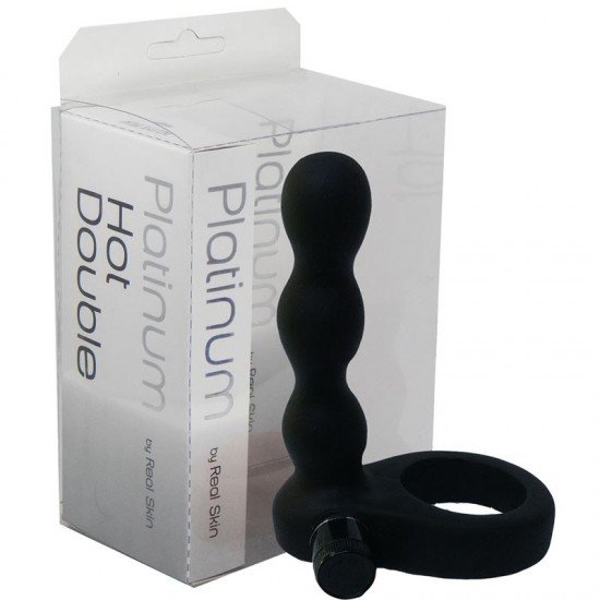 Anillo Doble Penetración Inexpulsable Double Hot Black Platinum Con Vibrador