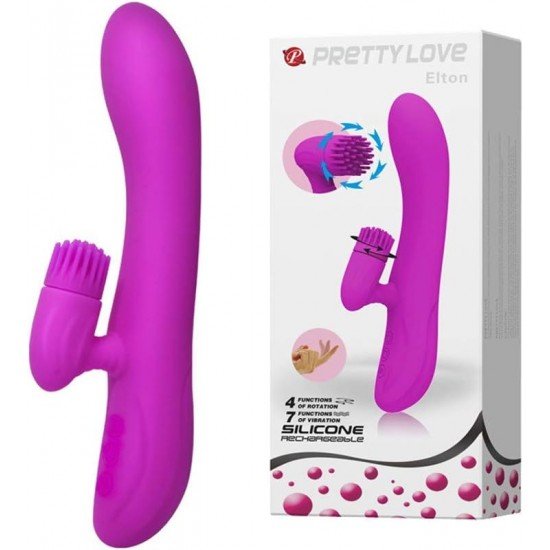 Vibrador Recargable Con Estimulador Rotador Derrick Elton