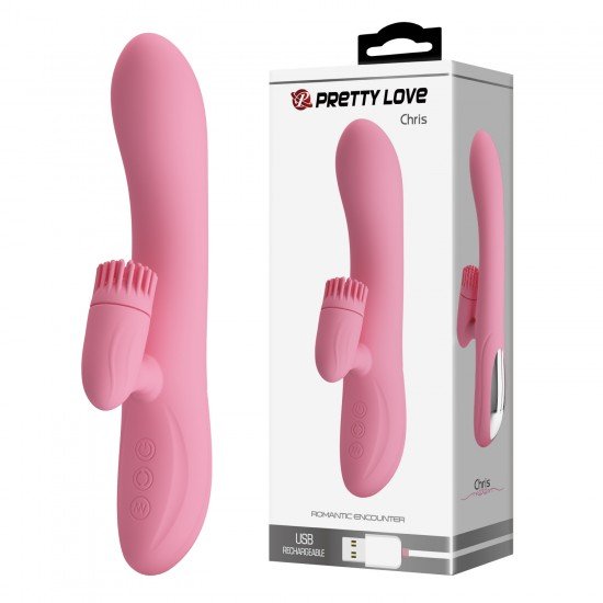 Vibrador Recargable Con Estimulador Rotador Chris